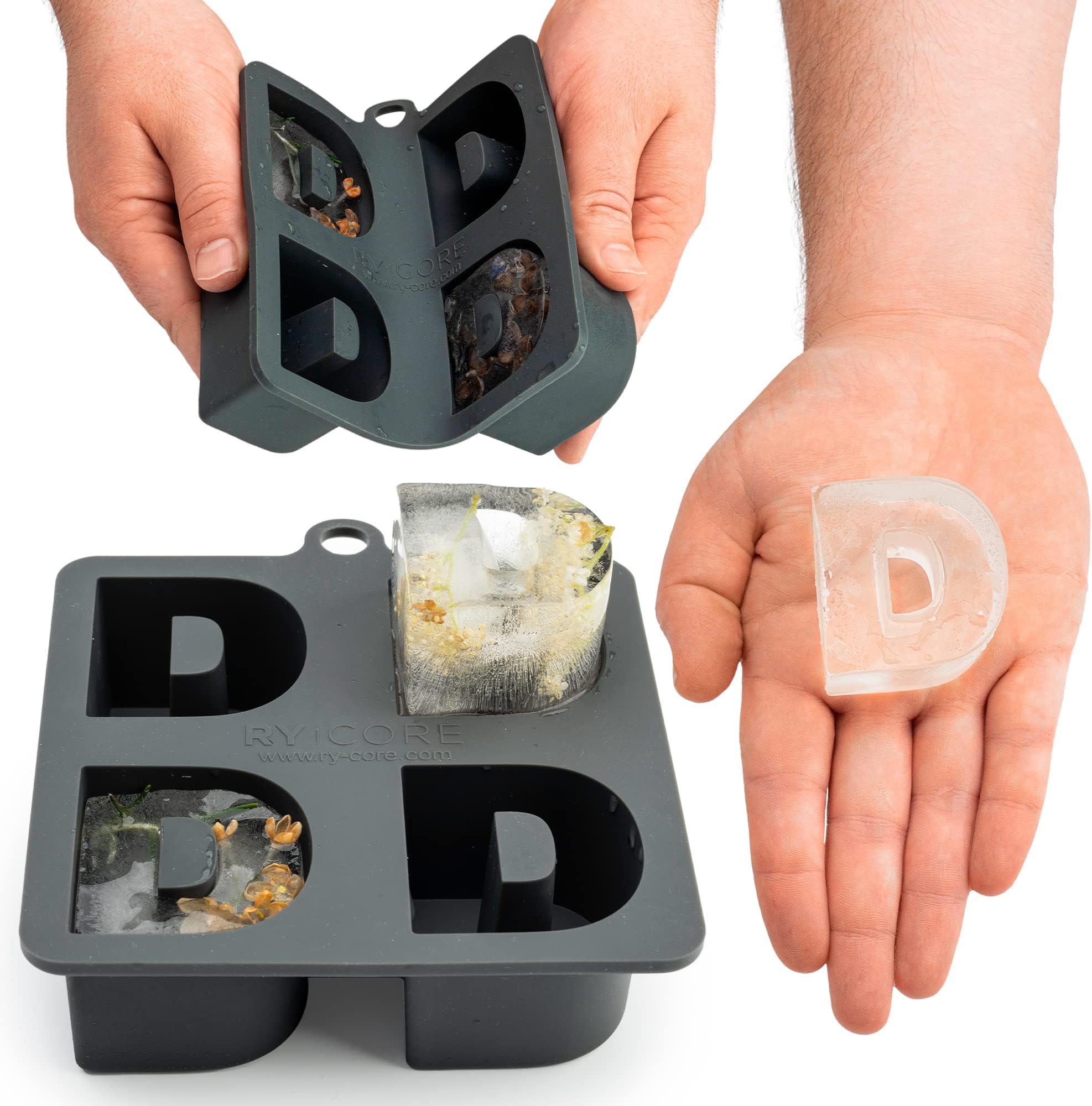 Personalized Ice Mold - Letter D - Big Ice Cube Molds in Fun Shapes for Wine, Whiskey, Bourbon & Silicone Mold for Fondant, Baking,Chocolate & Resin - Fun Ice Cube Trays for Freezer | 2oz | 2" Large
