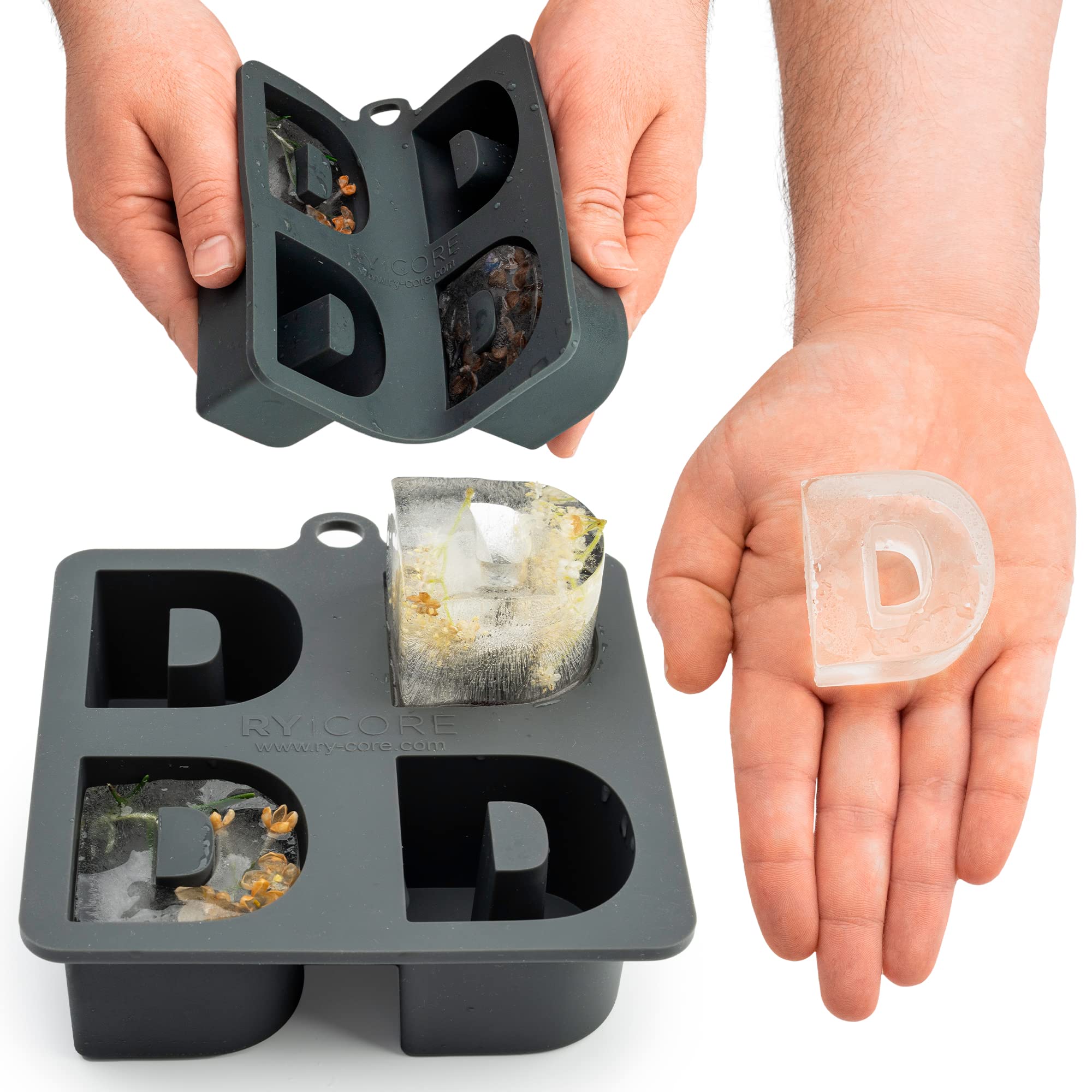 Personalized Ice Mold - Letter D - Big Ice Cube Molds in Fun Shapes for Wine, Whiskey, Bourbon & Silicone Mold for Fondant, Baking,Chocolate & Resin - Fun Ice Cube Trays for Freezer | 2oz | 2" Large