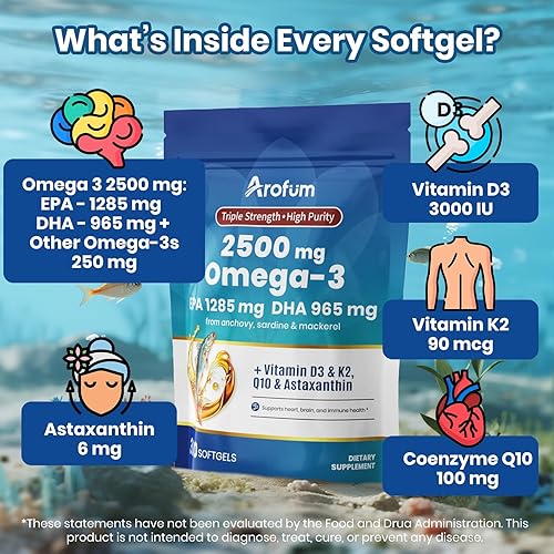 Miniatura 3 de Aceite de pescado Omega 3 con vitamina D3 K2  300 cápsulas blandas sin eructos con sabor a limón  Suplementos de aceite de pescado Omega 3 que