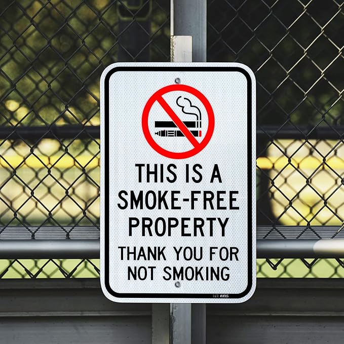 T&R (2 Pack) Large No Smoking Sign, Thank You For Not Smoking Sign, 18" x 12" Engineer Grade Reflective Sheeting, Rust Free Aluminum, Weather Resistant, Waterproof, Fade Resistant, 2 Pre-drilled Holes
