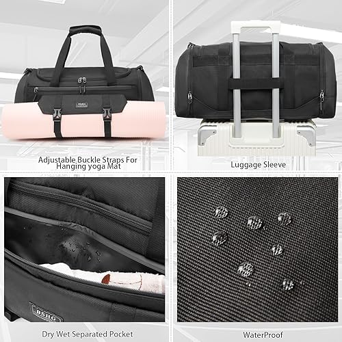 Miniatura 4 de BSHG Bolsa de deporte para hombres y mujeres con compartimento para zapatos y bolsillo húmedo, bolsa de lona deportiva, bolsas de entrenamiento