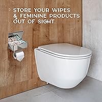 Vista 7 de Day Moon™ Soporte de papel higiénico cromado con estante - Porta toallitas para baño, dispensador de toallitas desechables, soporte de papel