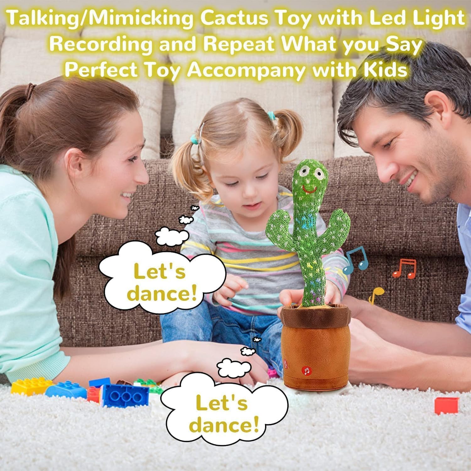 Cactus Bailarín | Interactivo Que Baila y Habla en Español | Peluche con Luces y Música Que Repite tu Voz | Regalo Original para Cumpleaños de Niños