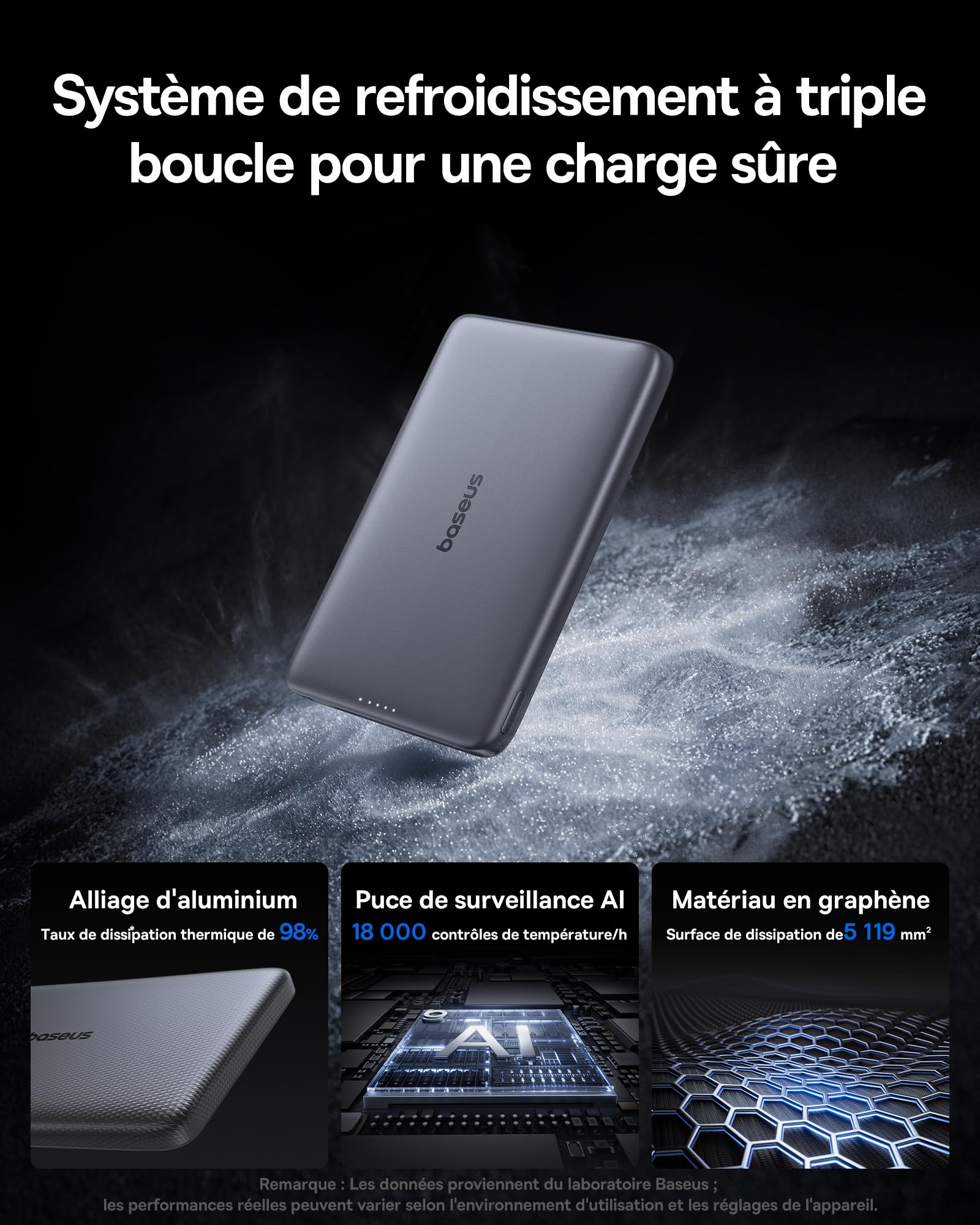 Baseus Picogo Powerbank, 10000mAh Qi2 Magsafe Powerbank, Ultra Slim, 15W Wireless Charge Rapide et PD 27 W, Batterie Externe Magnétique pour iPhone 17/16/15/14/13/12, Gris