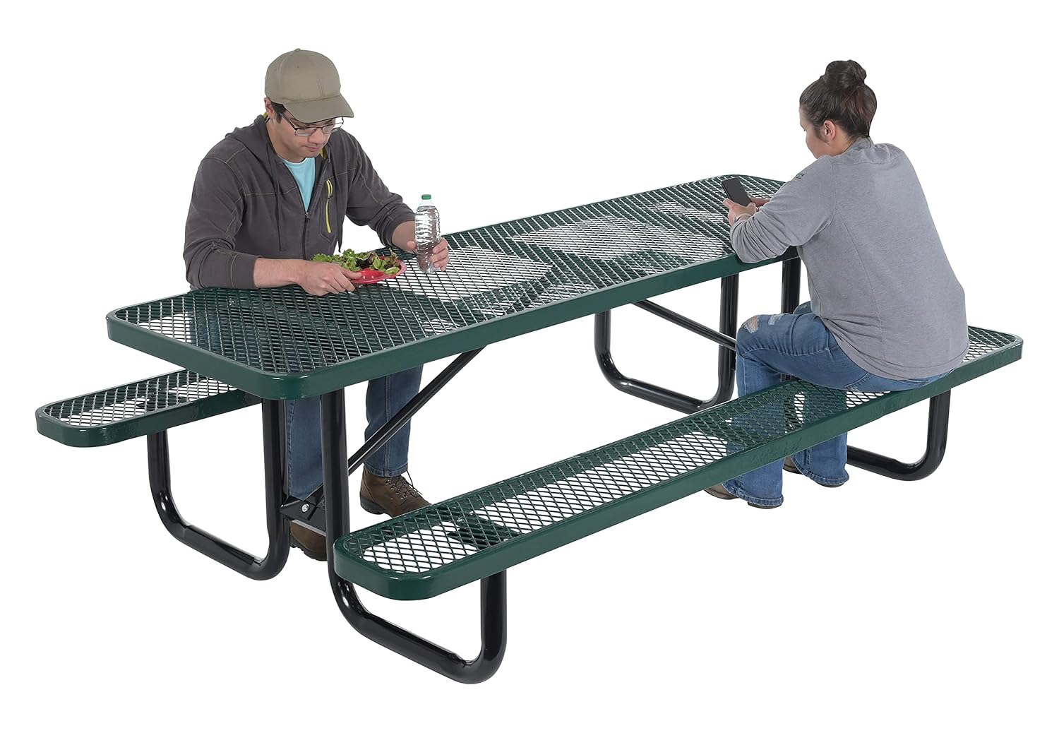 Vestil PT-MX-3096-GN Steel Picnic Table Expanded Metal Rectangle Top 30 in. x 96 in. Green