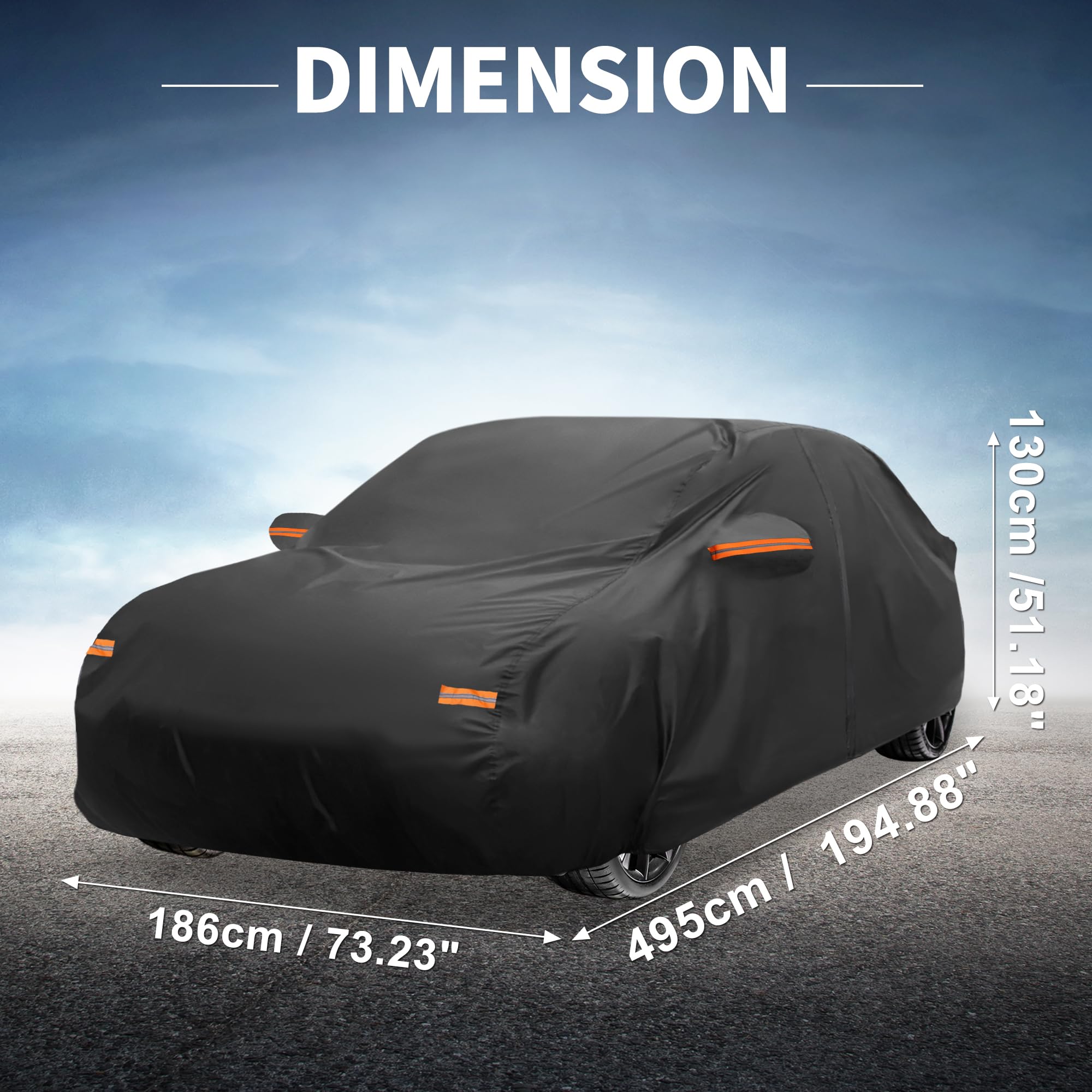 X AUTOHAUX Car Cover Outdoor Waterproof Sun Rain Snow Hail Protection with Left Side Door Zipper Aluminum Film — view 8