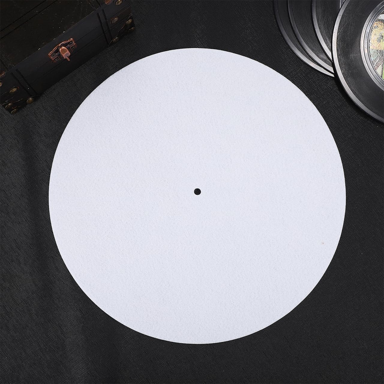 White Turntable Mat for 12'' Vinyl Record Player: Anti-Static Turntable Platter Mat - Anti-Slip Vinyl Slipmat to Reduce Noise Due to Static and Improve Sound Quality - Tighter Bass Quality