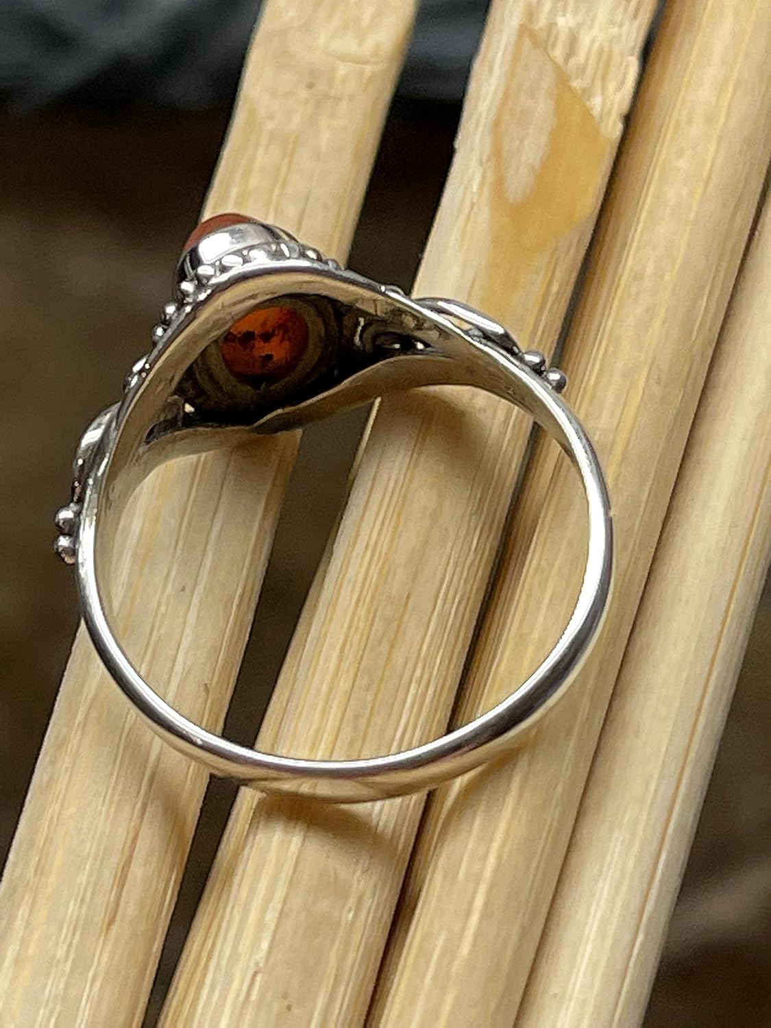 Genuine Carnelian 925 Solid Sterling Silver Engagement Ring Size 6.5, 7, 7.5, 8, 8.25, 9, 9.5 - Image 2
