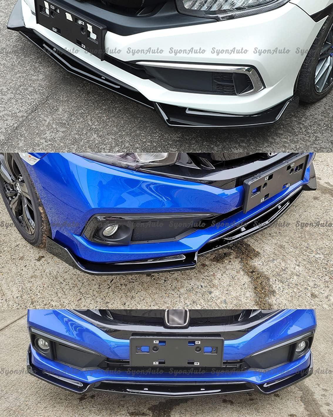 FITS 2016-2021 HONDA CIVIC 4DR & 2DR GLOSS BLACK BATTLE STYLE FRONT LIP SPLITTER