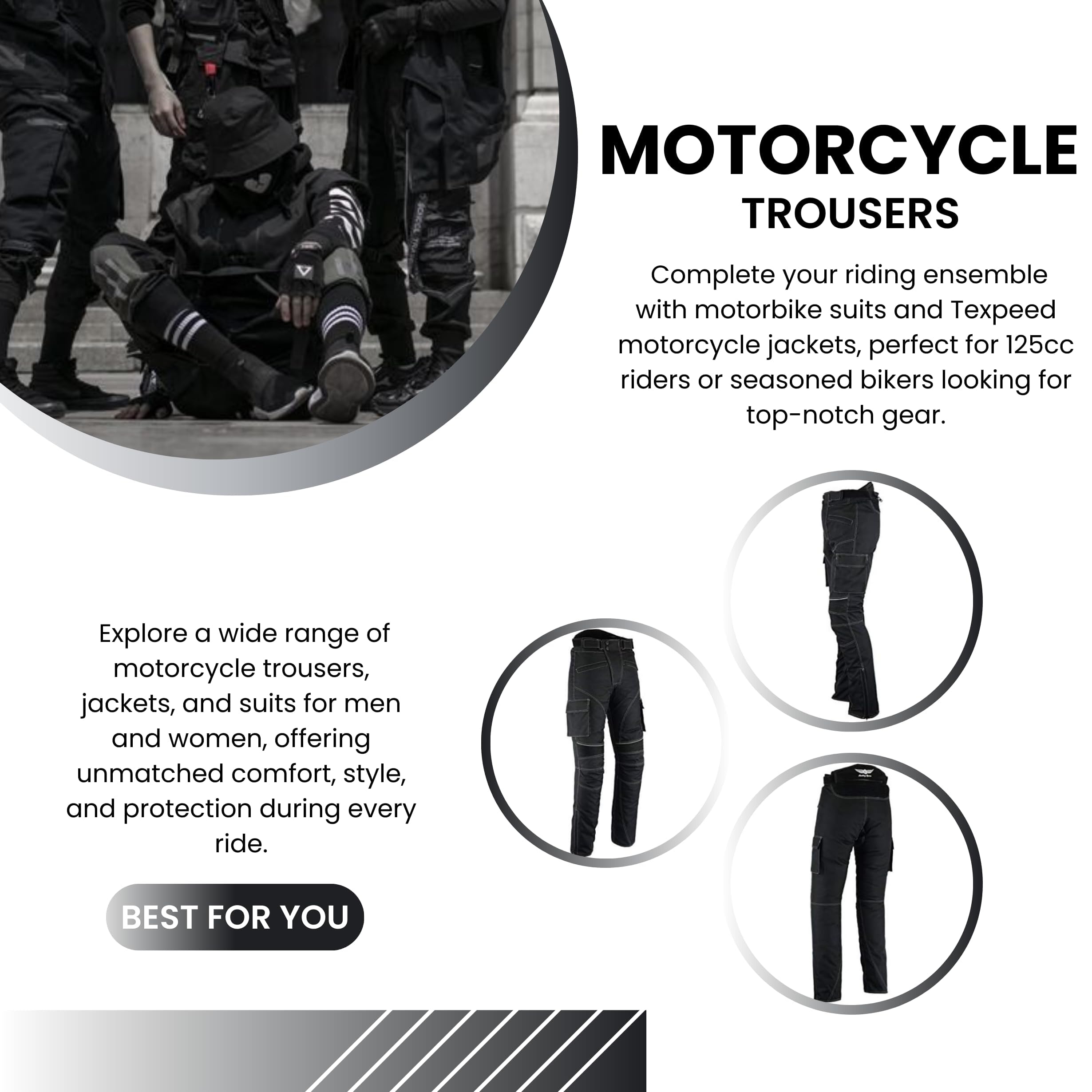 Sterling Sports®Men Textile Waterproof Motorbike Motorcycle Thermal Armoured Trousers Cargo Pant Black Cameo Grey Green — view 4