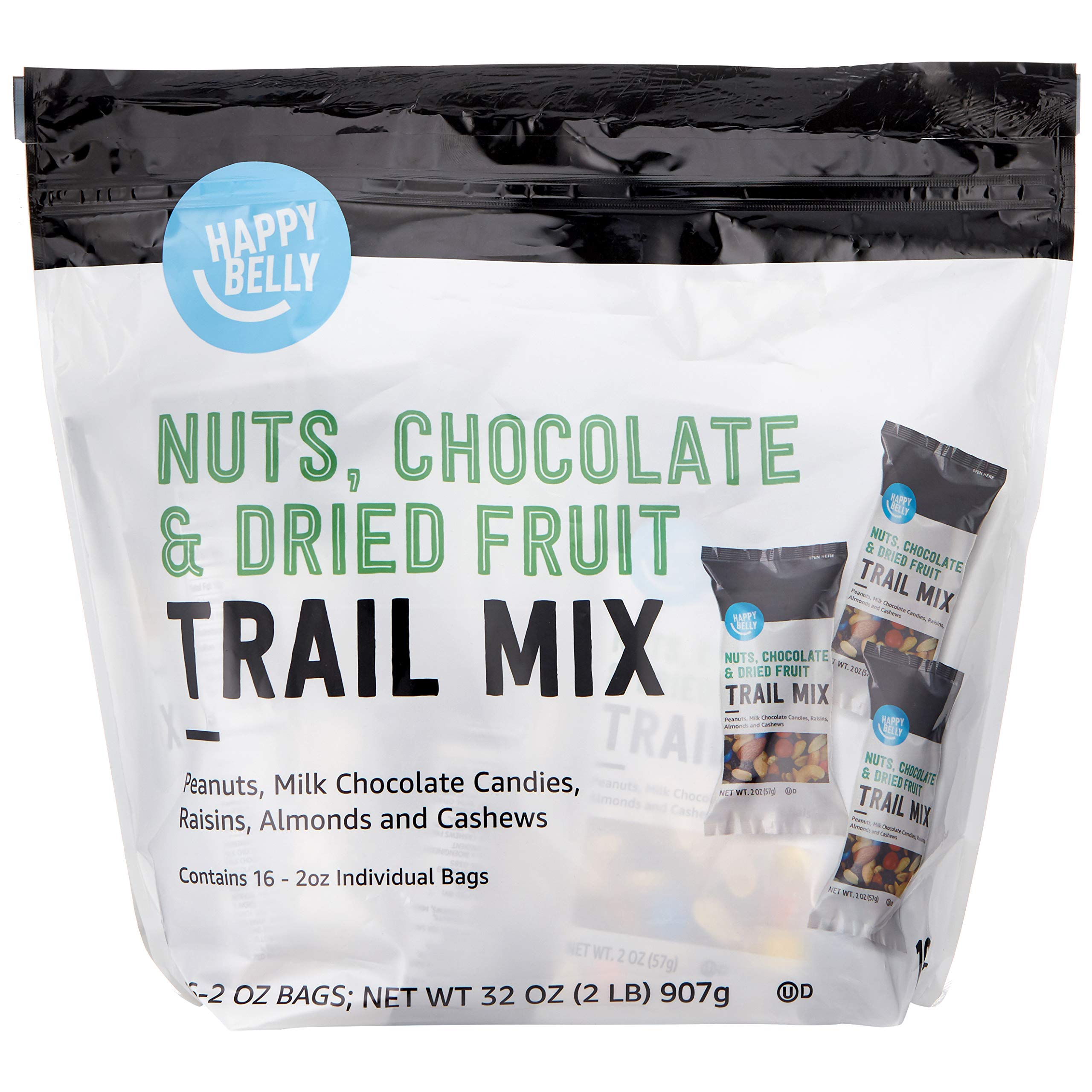 Amazon Brand - Happy Belly Nuts, Chocolate & Fruit Trail Mix, 2 Ounce (Pack of 16)