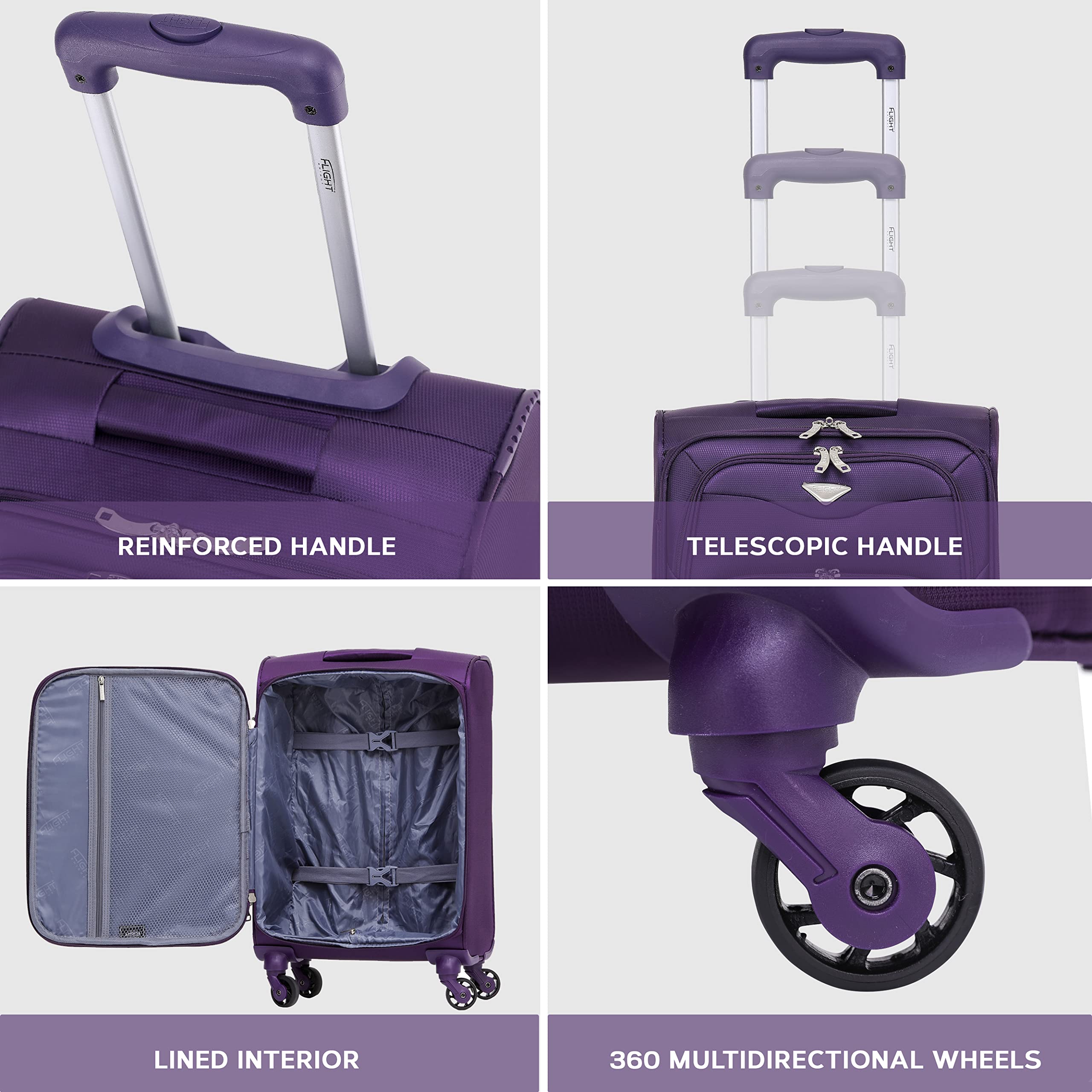 Flight Knight Leichter 4-Rad-Koffer 800d Soft Case Robust Anti Crack Cabin Carry on Hand Luggage Genehmigt Von Uber 100 Fluggesellschaften, Darunter Easyjet, Ba Und Viele Andere!