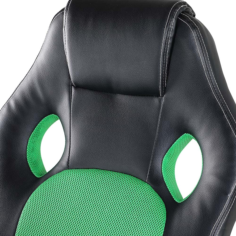 BAKAJI Sedia Sportiva Poltrona Direzionale da Ufficio 4 Ruote Girevole 360° Modello Racer Gaming Design Extra Lusso in Ecopelle Nero e Tessuto (Verde)