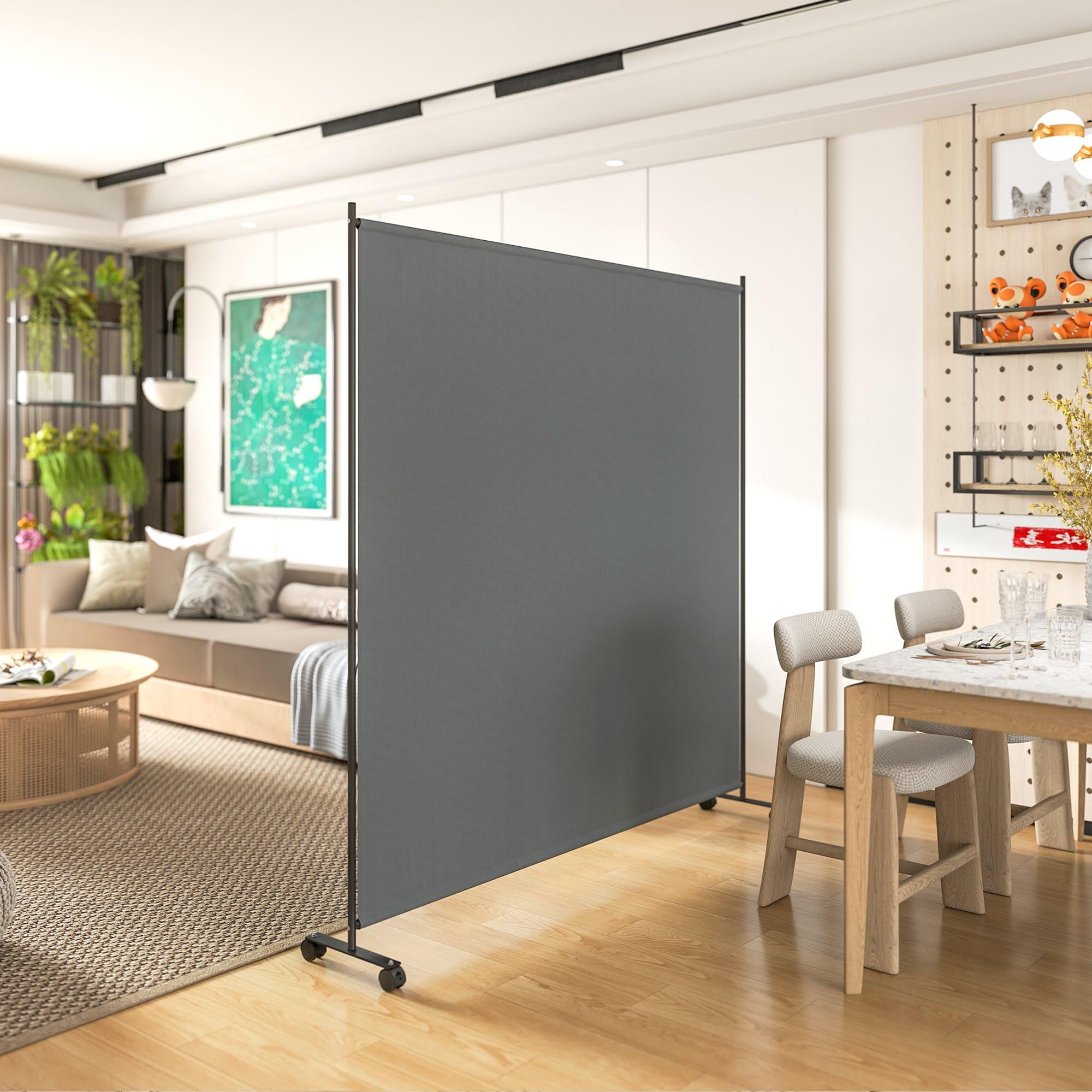 Outsunny Panneau Brise-Vue paravent extérieur sur roulettes, Brise Vue Jardin, Opaque, autoportant, pour Le Jardin, terrasse, Balcon, 183 x 30 x 181 cm, Gris | Paravent Extérieur sur Roulettes, Brise Vue Jardin, Jardin Terrasse Balcon