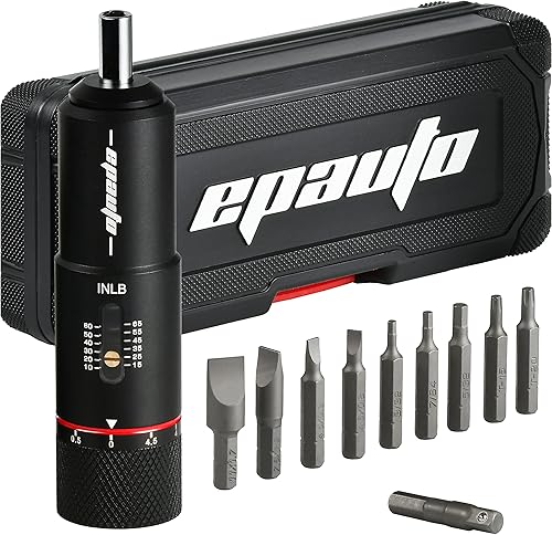 EPAuto Destornillador manual para armas de fuego | Engranajes de bicicleta, 10-65 pulgadas/Lbs - 10 bits, negro