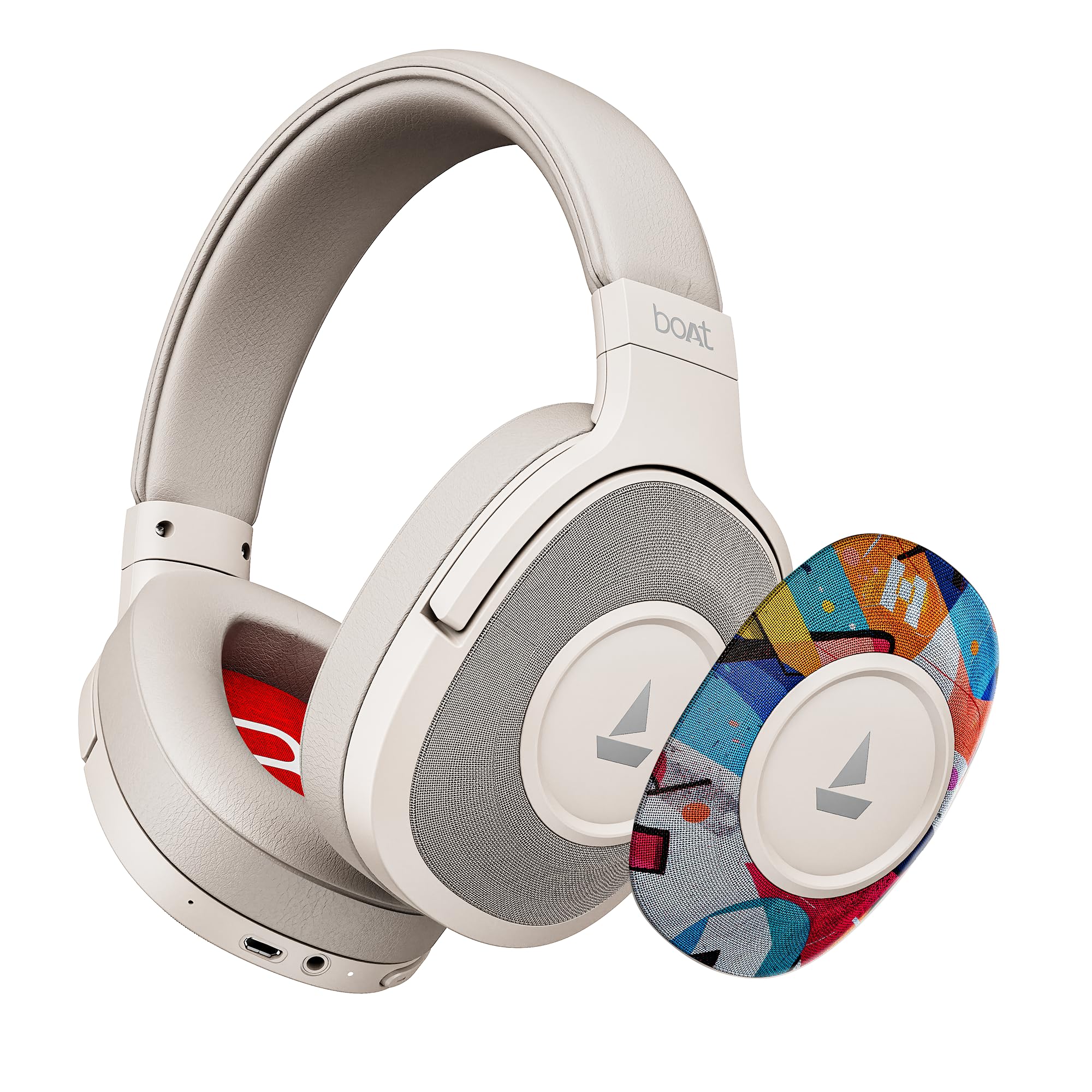boAt 2025 Launch Rockerz Plus 550 Bluetooth Headphones, Customizable Earcups, 100Hrs Playback, 50mm Drivers, Dual Pair, Bluetooth Headphones, Wireless Headphone with Mic (White Prism)-image-47