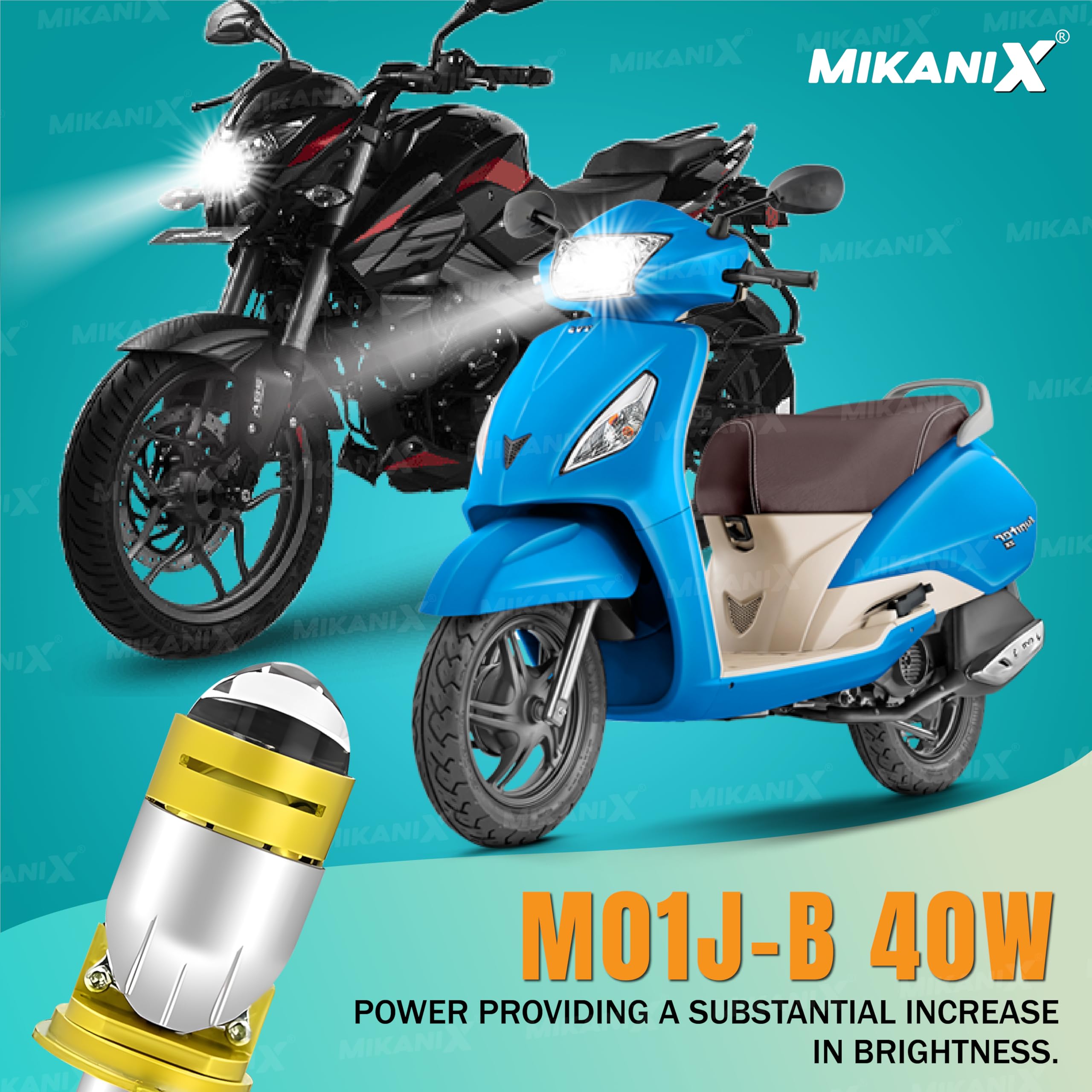 MIKANIX Super Bright Led Headlight Bulb/Headlamp Projector With HD Condenser Lens | High & Low Beam | Universal for Bikes & Scooty 4