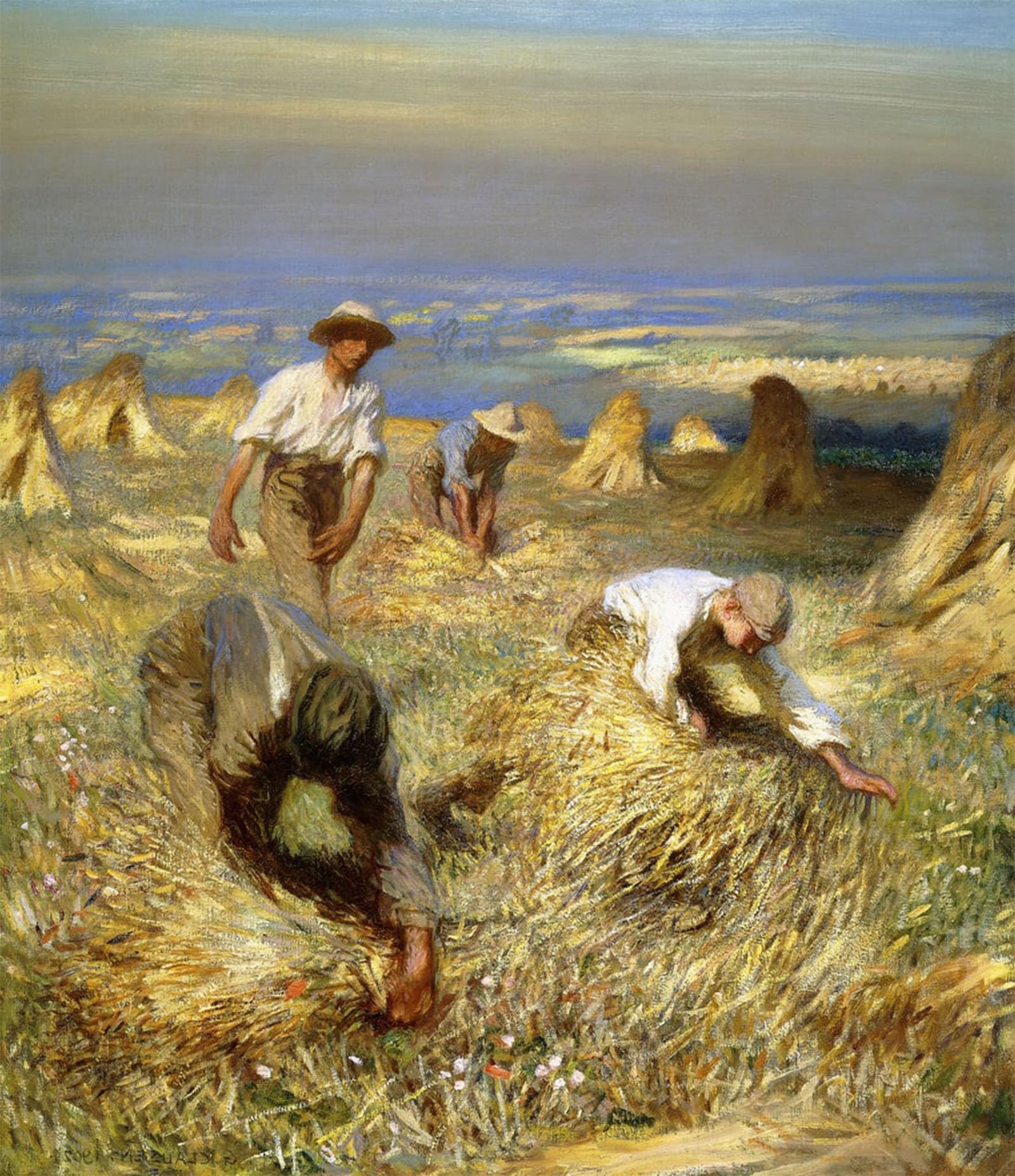 POSTERIIk Vintage Print Pop Art Landscape Artwork Harvest Tying the Sheaves by George Clausen Art Prints for Office Home Decor 60x90cm