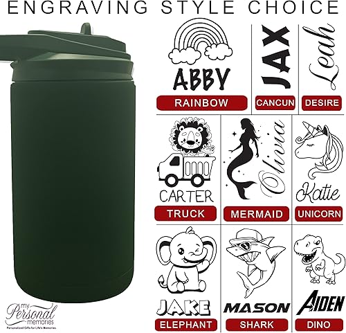 Miniatura 6 de Botella de agua de alta calidad personalizada de 12 onzas con pajilla, vaso aislado de doble pared para niños, niñas, escuela y deportes, grabado