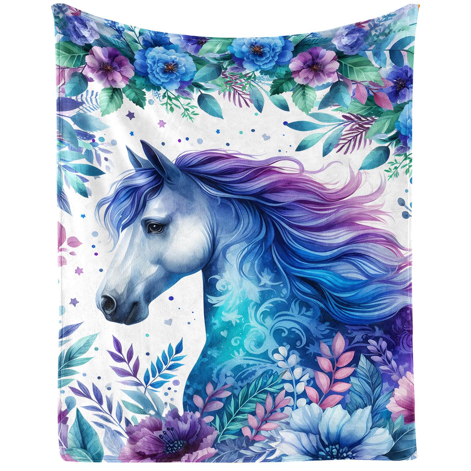 Horse Throw Blanket - Soft Flannel for Girls Boys Kids Horse Lovers - Warm All Season Lap, Chair, Sofa Blanket - 50