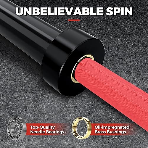 Vista 3 de 7ft Olympic Barbell Bar 45LB Load 1500lbs Capacity Available, for Gym Home Exercises, Weightlifting, Powerlifting for 2" Olympic Plates