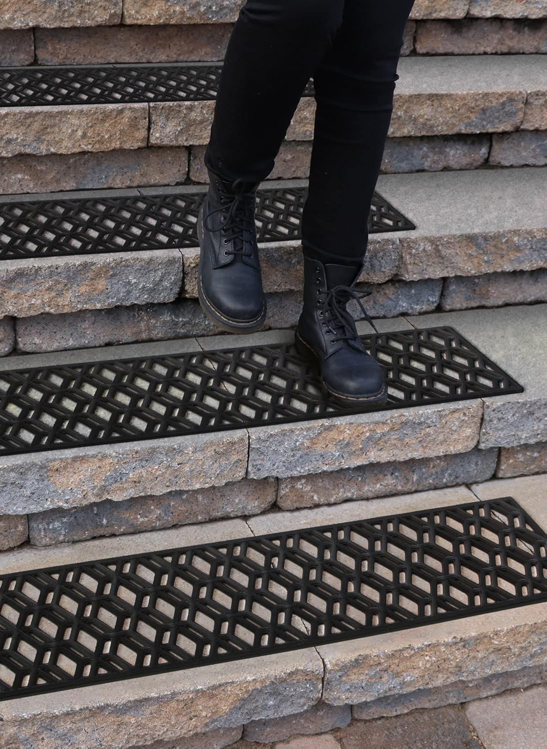 Rubber Stair Treads Non-Slip Outdoor 42”x10” (5-Pack) – Hexagon Anti-Slip Step Mat 42" X 10" Hexagon
