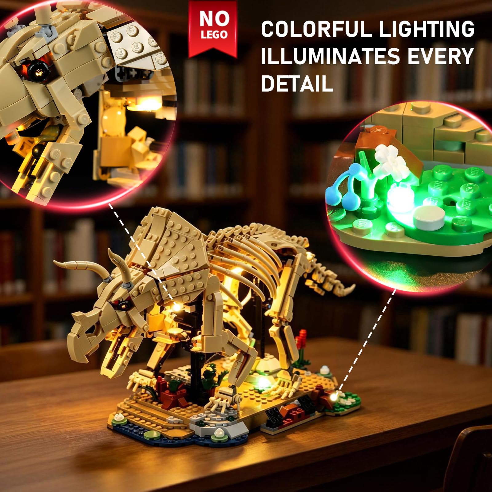 BRIKSMAX Zestaw oświetlenia 2.0 kompatybilny z Lego Jurassic World Dinosaur Fossils: Triceratops 77985 - oryginalne zestawy oświetlenia LED (tylko akcesoria) do wyświetlacza, prezentów i kolekcjonerów