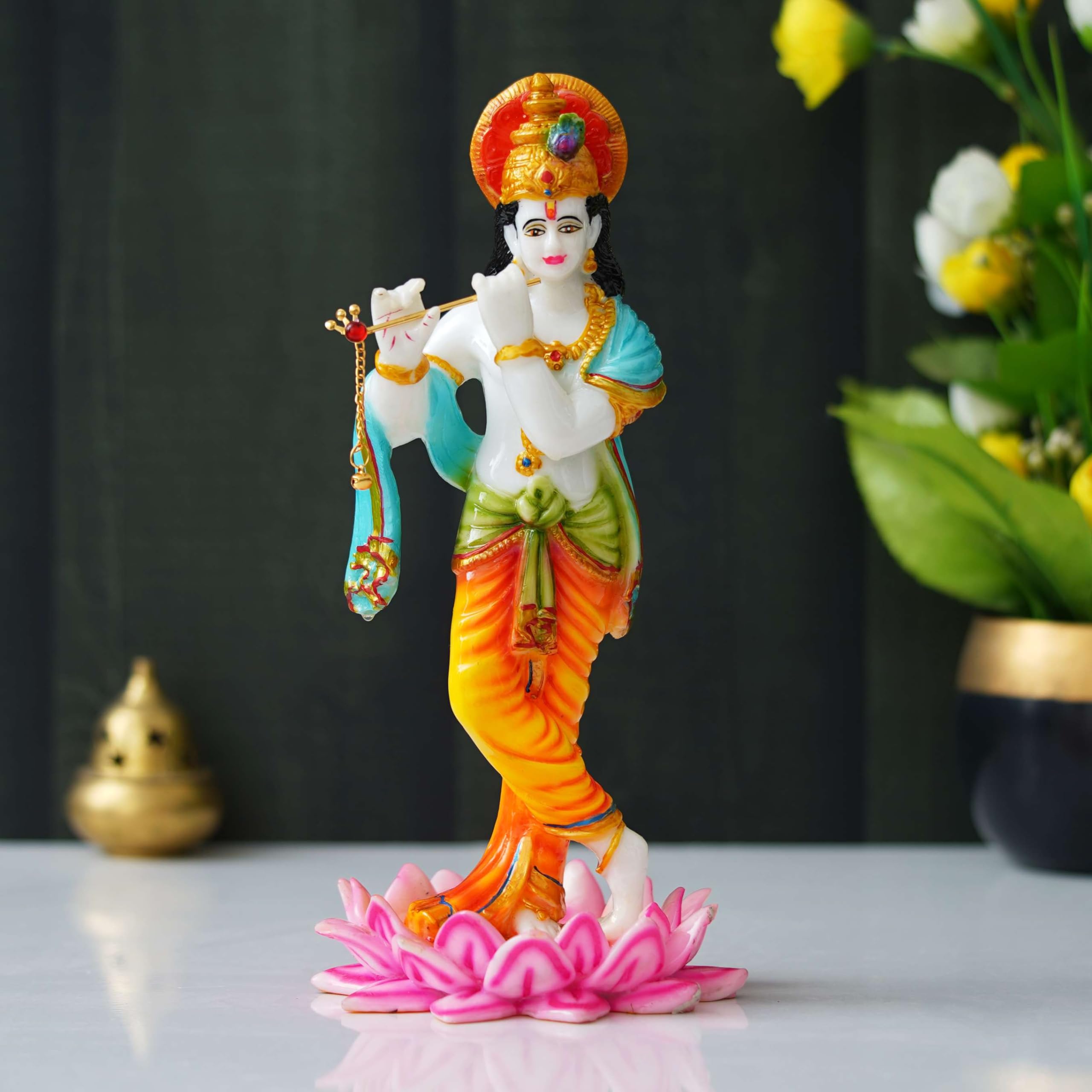 M/S Shivam Traders Online Standing Krishna Statue Idol murti for Pooja Gift Showpiece Idol (11.25 Inches)