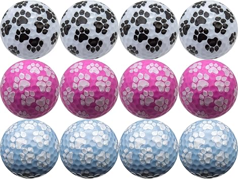 GBM Mixed Paw Print Golf Balls Dog Themed Paw Print Design Collectible and Playable Golf Balls for Tournaments, League Play and Unique Gifts for Dog Lovers, 12-Pack