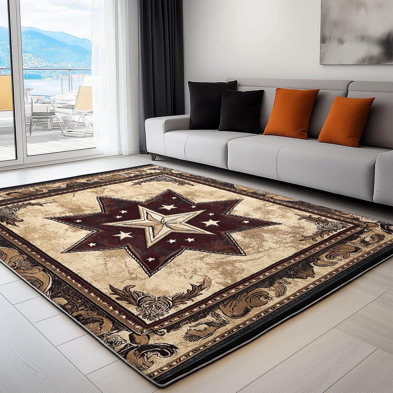 Tapis poil court moderne pour salle à manger et salon adulte
