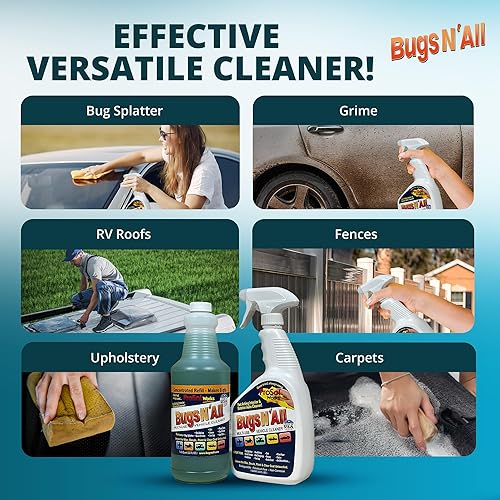 Miniatura 4 de Bugs N All  Limpiador de vehículos multisuperficie de resistencia profesional. Concentrado de 1 quilate que hace 8 cuartos. Incluye 1 botella de