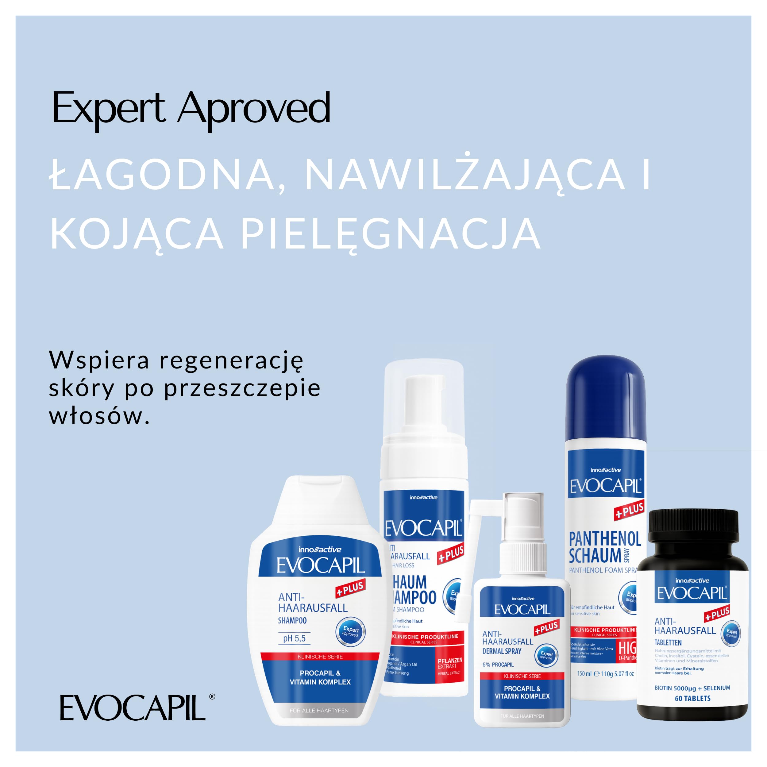 Evocapil Plus pianka pantenolowa w sprayu po przeszczepieniu włosów