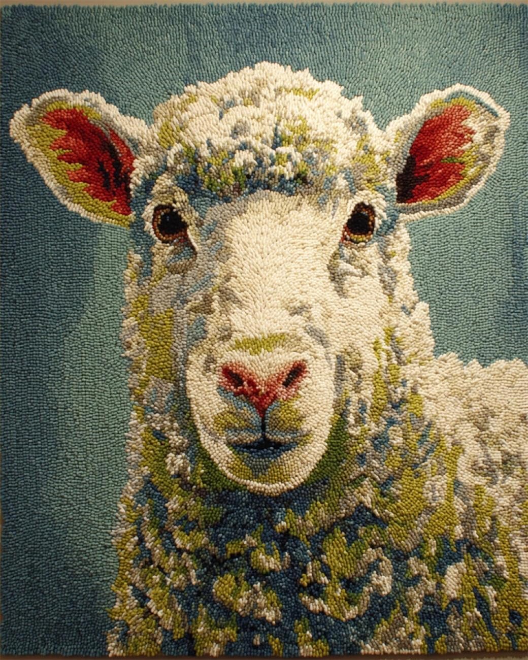 Henypt DIY Latch Hook Rug Kits Sheep Portrait 80x160cm