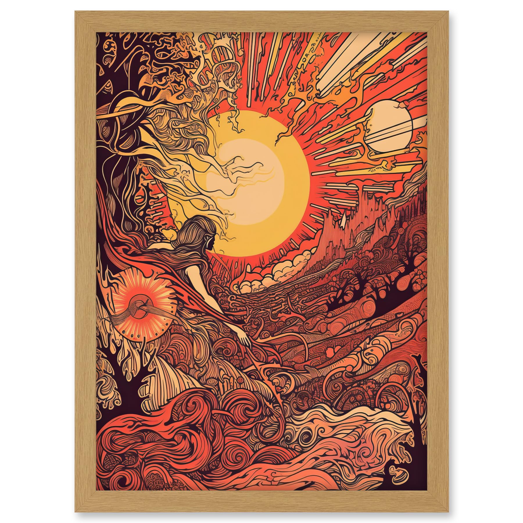 Artery8 Venus Sunset Fantasy Landscape Illustration Artwork Framed A3 Wall Art Print