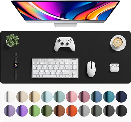 Miniatura 245 de Aothia Protector de escritorio de cuero, alfombrilla para ratón, alfombrilla de escritorio de oficina, secante de escritorio de cuero PU