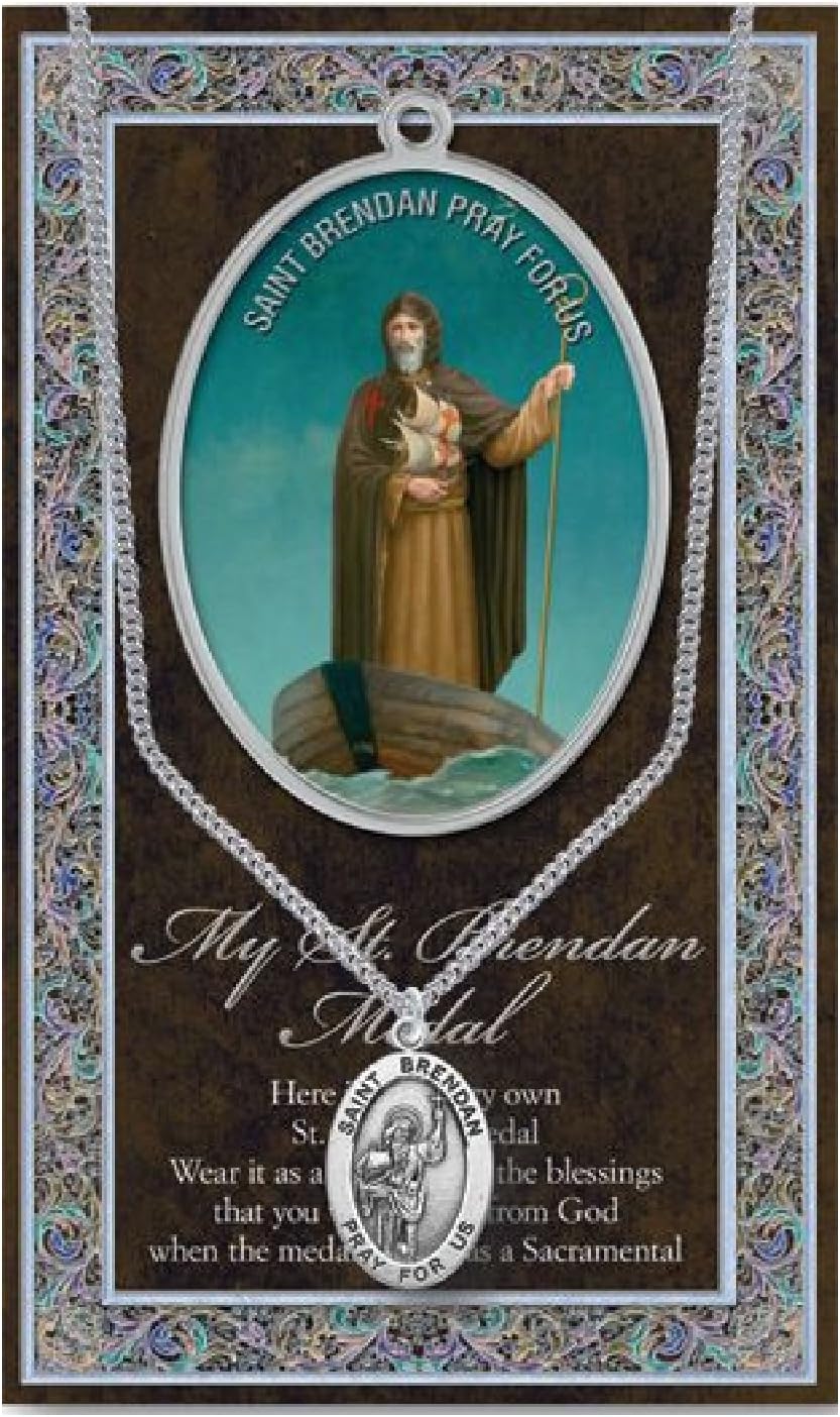 St Brendan Medal with Prayer Pamphlet - Genuine Pewter