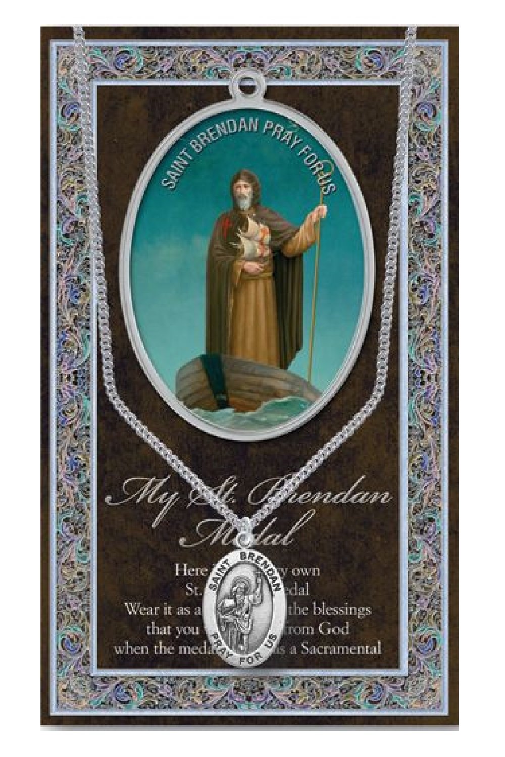St Brendan Medal with Prayer Pamphlet - Genuine Pewter