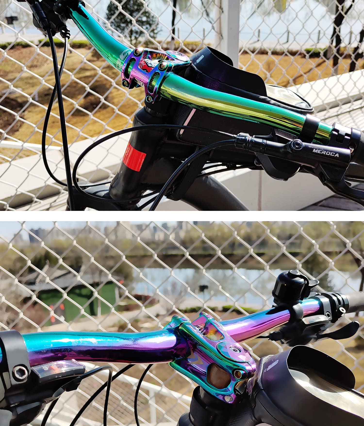 Manubrio colorato per Bicicletta MTB 31,8 mm x 780 mm AM XC DH Downhill Racing Bike Rise Rainbow Manubrio
