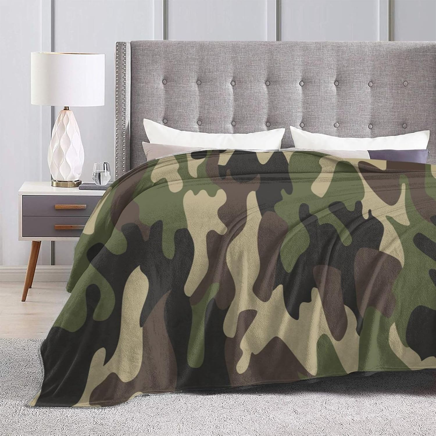 Camouflage Classic Camo Blanket Soft Comfy Flannel Throw Blankets Lightweight Warm Bed Throws Plush For Couch Sofa Camping Office Travel Home Bedroom Decor Girls Boys Women Men Gifts 60"X50" - Image 6