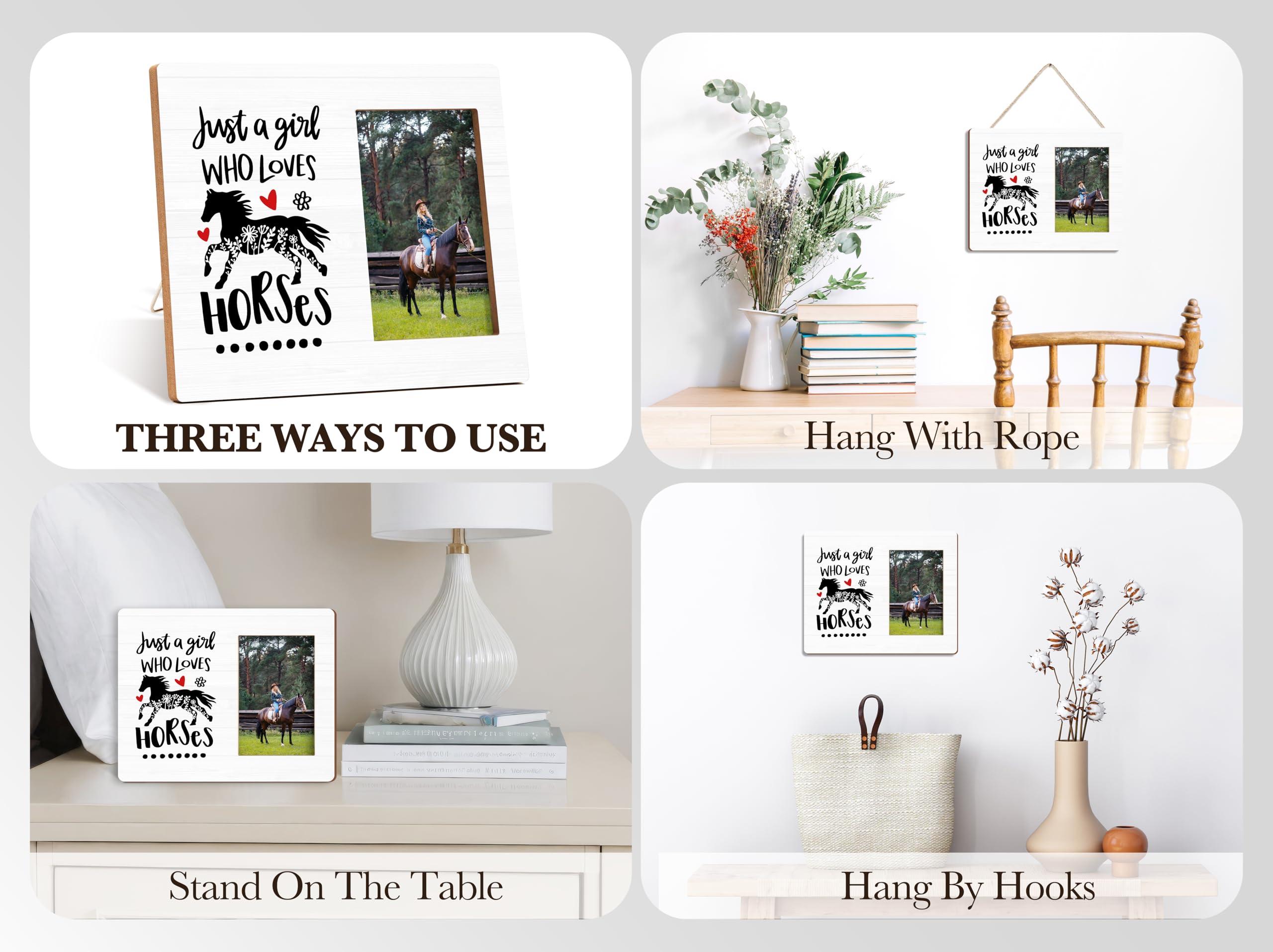 Itsoly Rustic Wooden Photo Frame - "Just A Girl Who Loves Horses" Farmhouse Decor, Holds 4x6" Photo - View #11