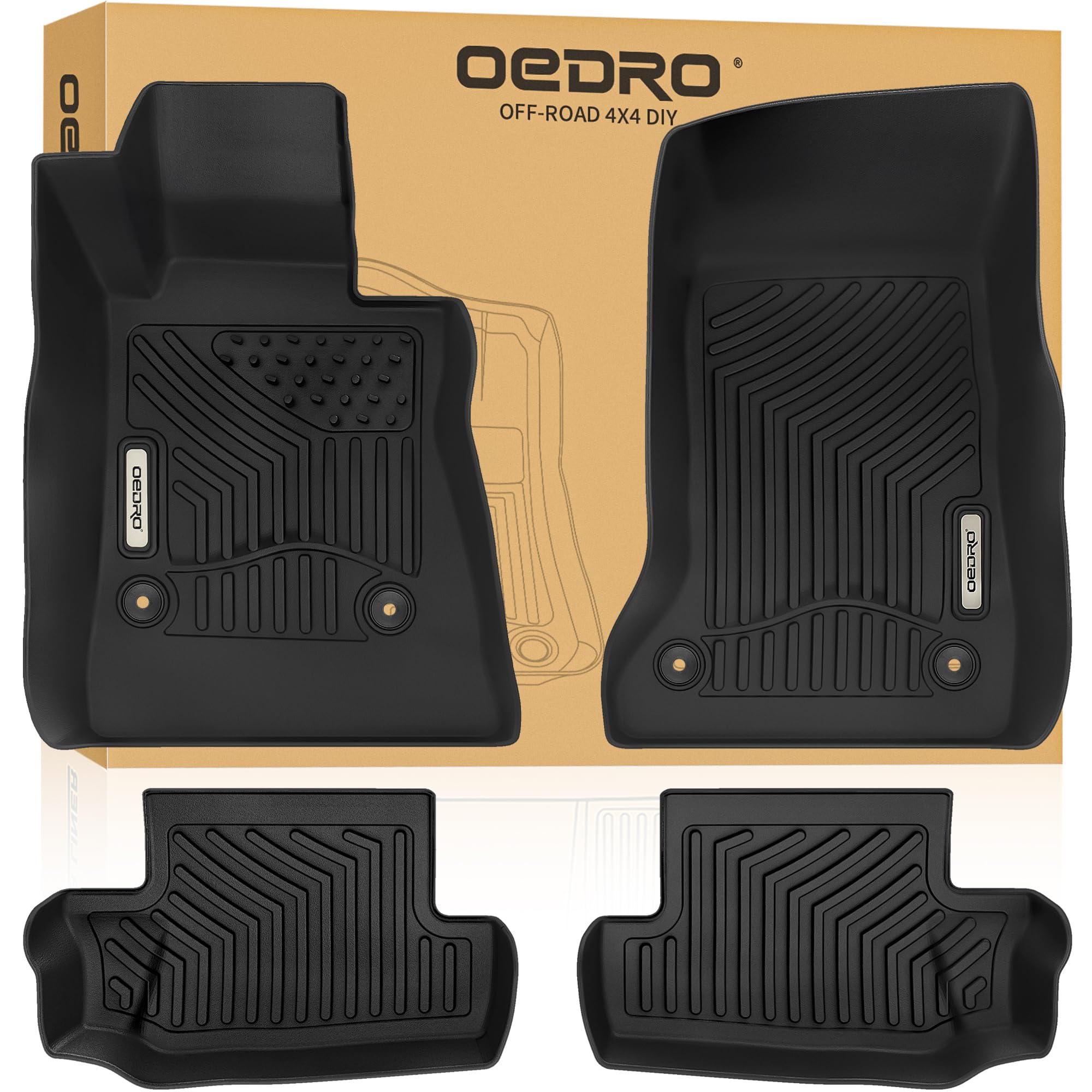 OEDRO Floor Mats Fit for 2016-2024 Chevrolet Camaro, Unique Black TPE All-Weather Custom Fit Floor Liners for Chevrolet Camaro LS/LT/LT1/SS/ZL1, 1st and 2nd Row Car Mats Set