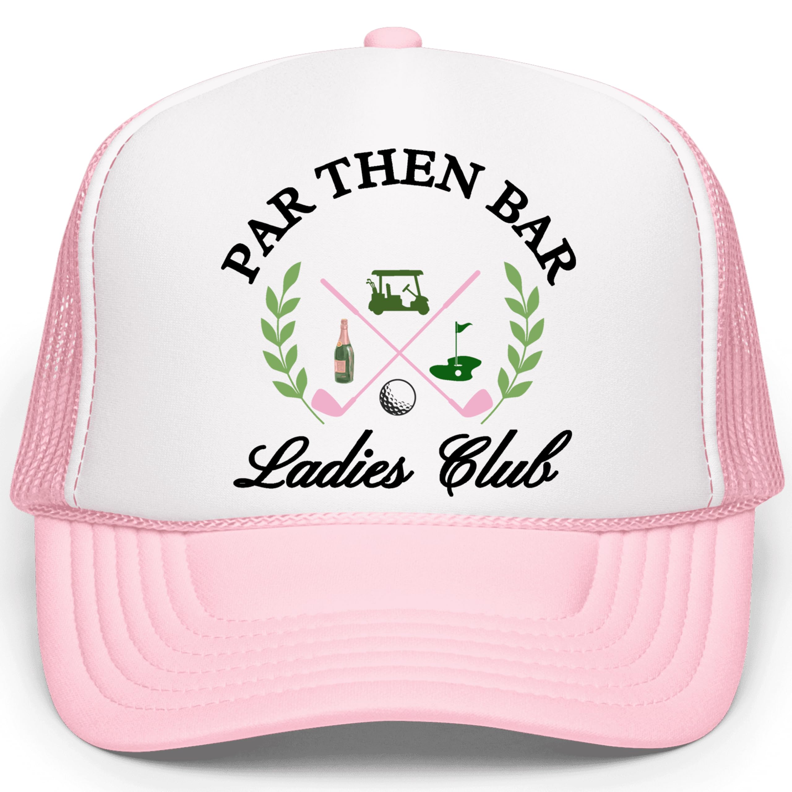Par Then Bar Ladies Club Funny Golfer Women's Classic 5 Panel Mesh Snap Back Trucker Hat