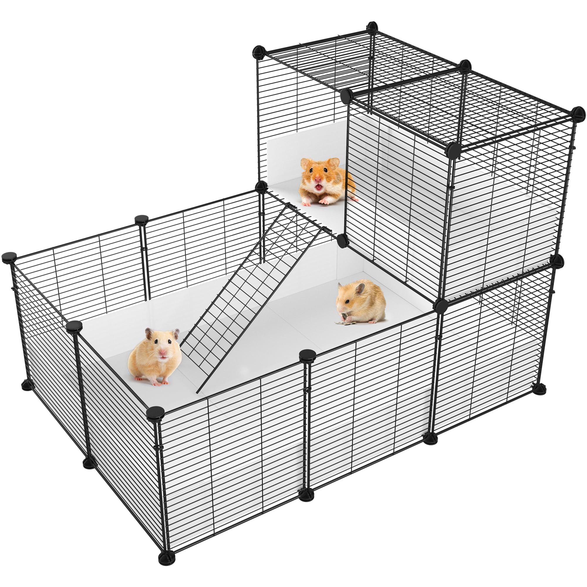 YITAHOME Parque para Jaula de Animales Pequeños, Jaula para Cobayas, con Forro de Plástico Impermeable, Valla Metálica para Hámster, Valla de Hábitat, Parque de Mascotas en Bricolaje con 25 Paneles
