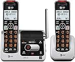 AT&T BL102-2 DECT 6.0 2-Handset Cordless Phone for Home with Answering Machine, Call Blocking, Caller ID Announcer, Audio Assist, Intercom, and Unsurpassed Range, Silver/Black