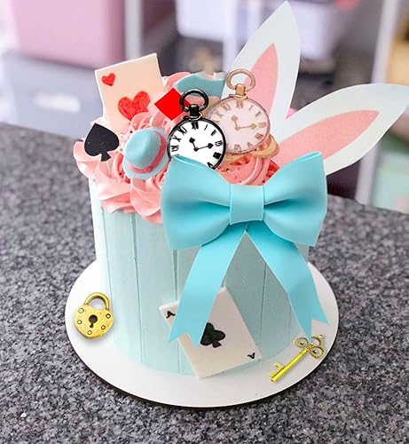 Miniatura 2 de LaVenty Decoración de pastel de Alicia, suministros de fiesta, recuerdos de conejo, decoración de pastel de cumpleaños, decoración de pastel de