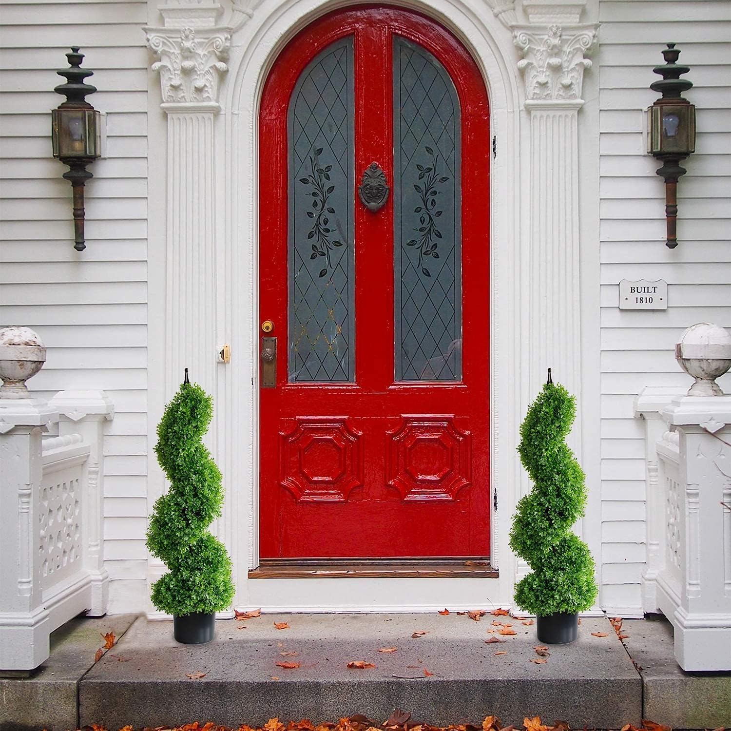 momoplant Artificial Topiary Outdoor Boxwood Spiral Topiary Tree 3ft (2 Pieces) Faux Topiary Tree Outdoor Feaux Plant for Decorative Indoor/Outdoor/Garden (35inch)