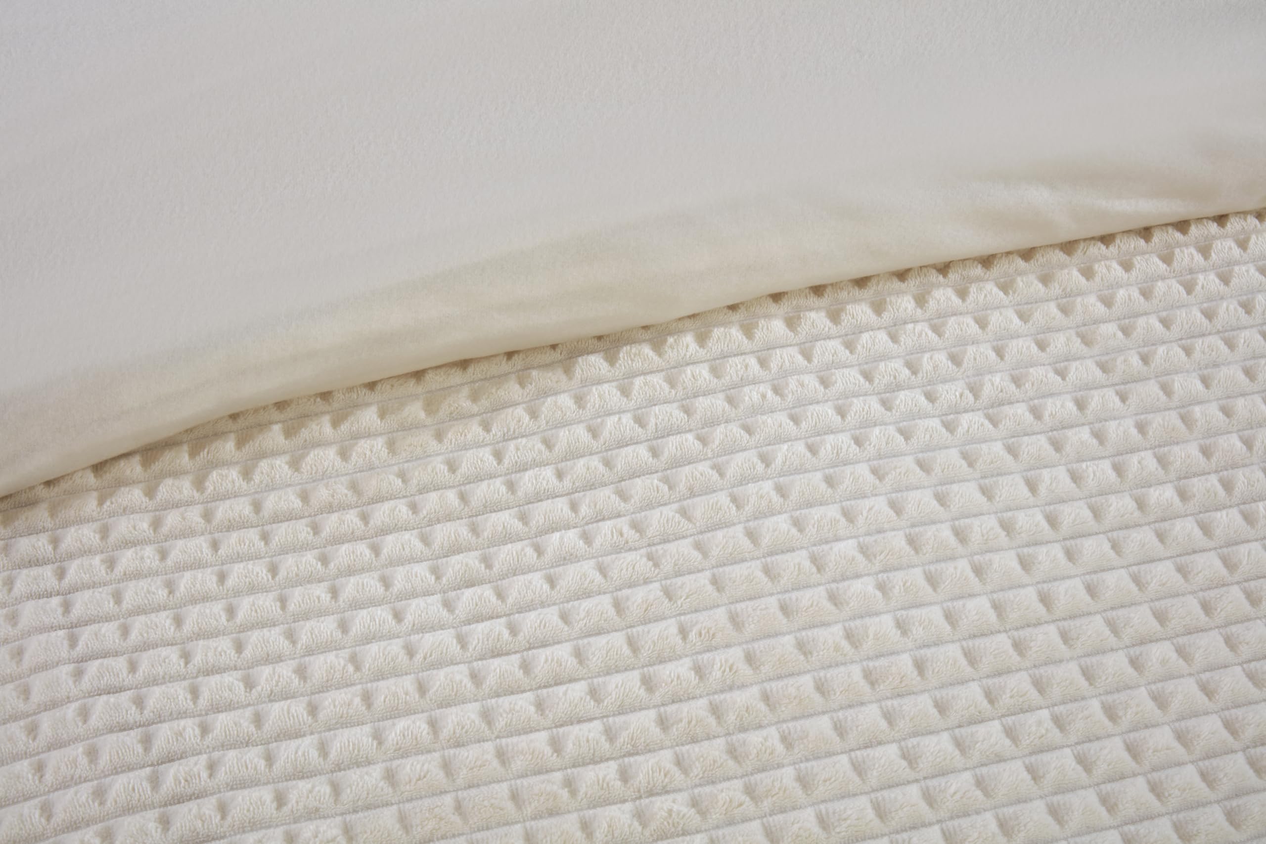 Rapport Home Luxury Waffle Embossed Teddy Fleece Duvet Cover Set - Single, Natural - Easy Care Warm Textured Soft Bedding Set