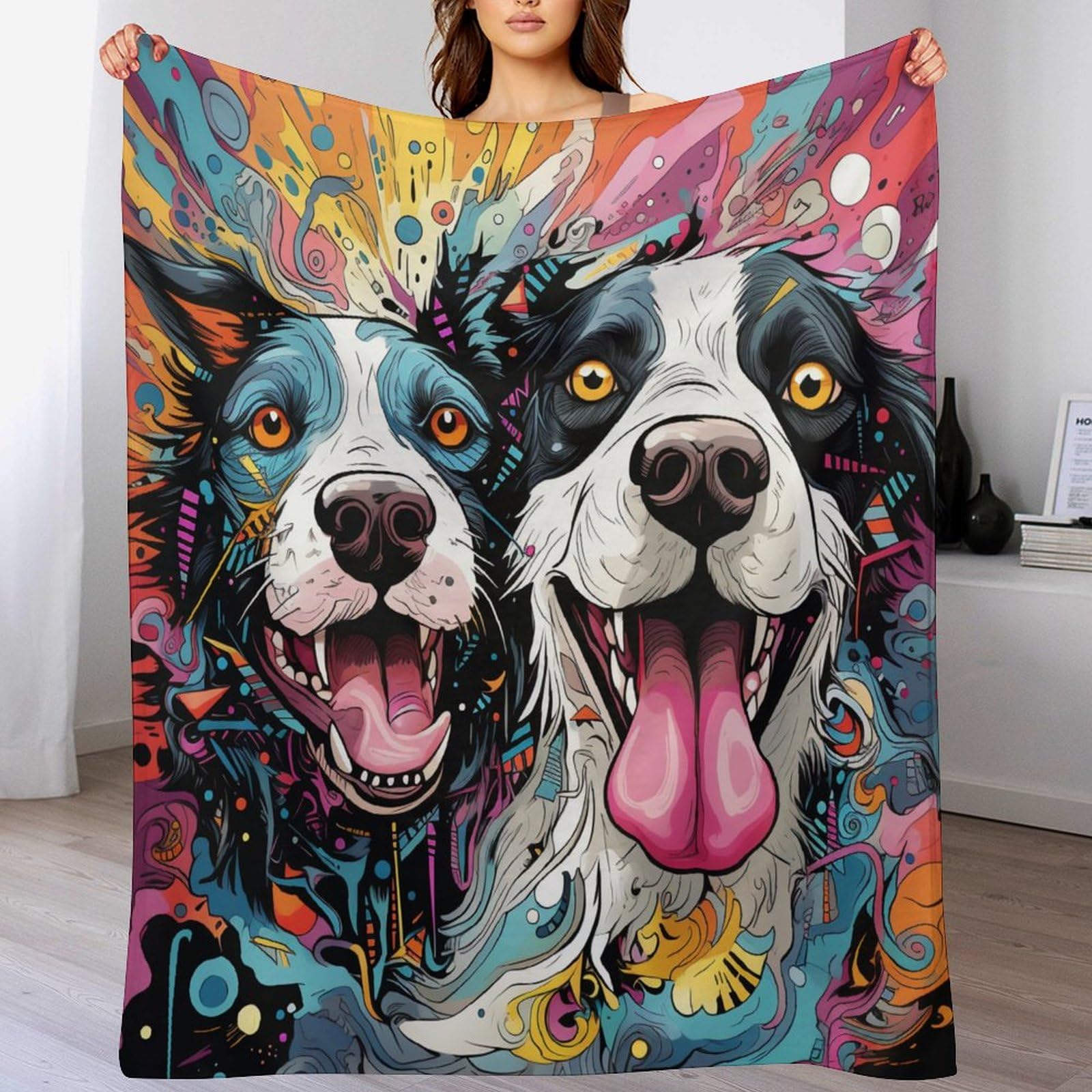 Couverture chien en polaire pour canapé et voyage plaid chaud 150x200cm
