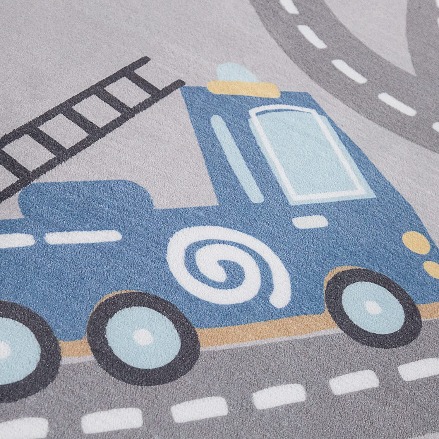 Tapis De Jeu Pour Enfants 80x150 Cm - Motif Route Et Ville - Stimulant Et Amusant - Gris Et Coloré