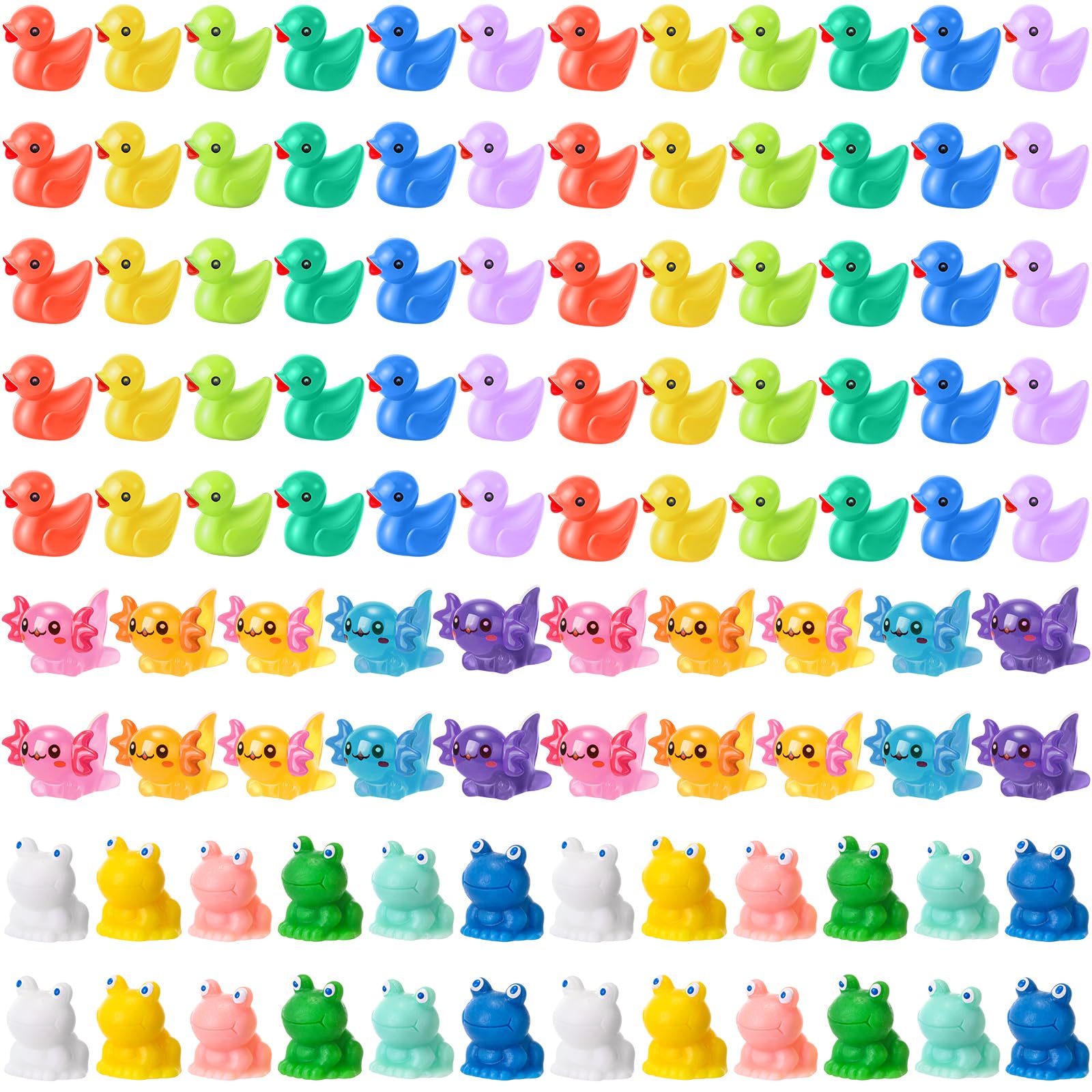Barydat 50 Pcs Easter Mini Resin Animals Figures Bulk Color Mini Duck Axolotl Frog Tiny Little Miniature Animals Figures for DIY Fairy Outdoor